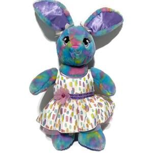 Build A Bear Color Burst Tie Dye Bunny Rabbit Plush Stuffed Animal w/Cloth Eyes
